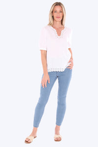 Eyelet Detail Top