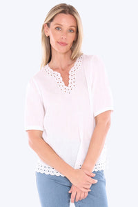 Eyelet Detail Top